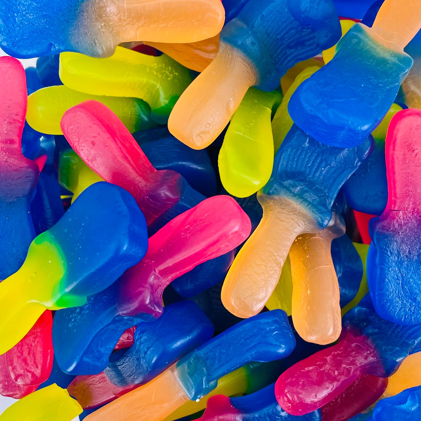 Blue tongue painter sweets in the shape of a paintbrush