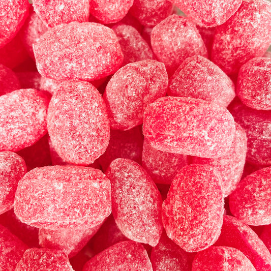 red Sarsaparilla drops hard sweets lightly coated with sugar 