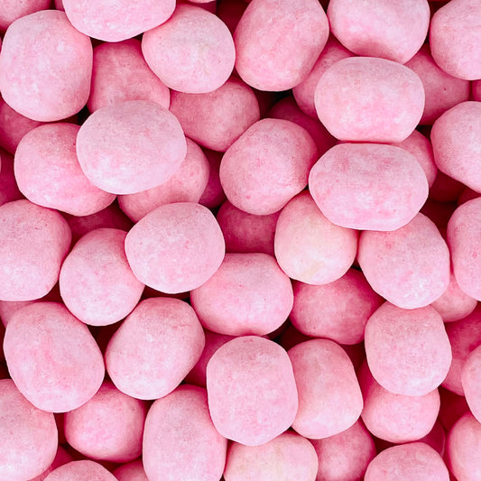 Round Strawberry bon bons in a pink colour 