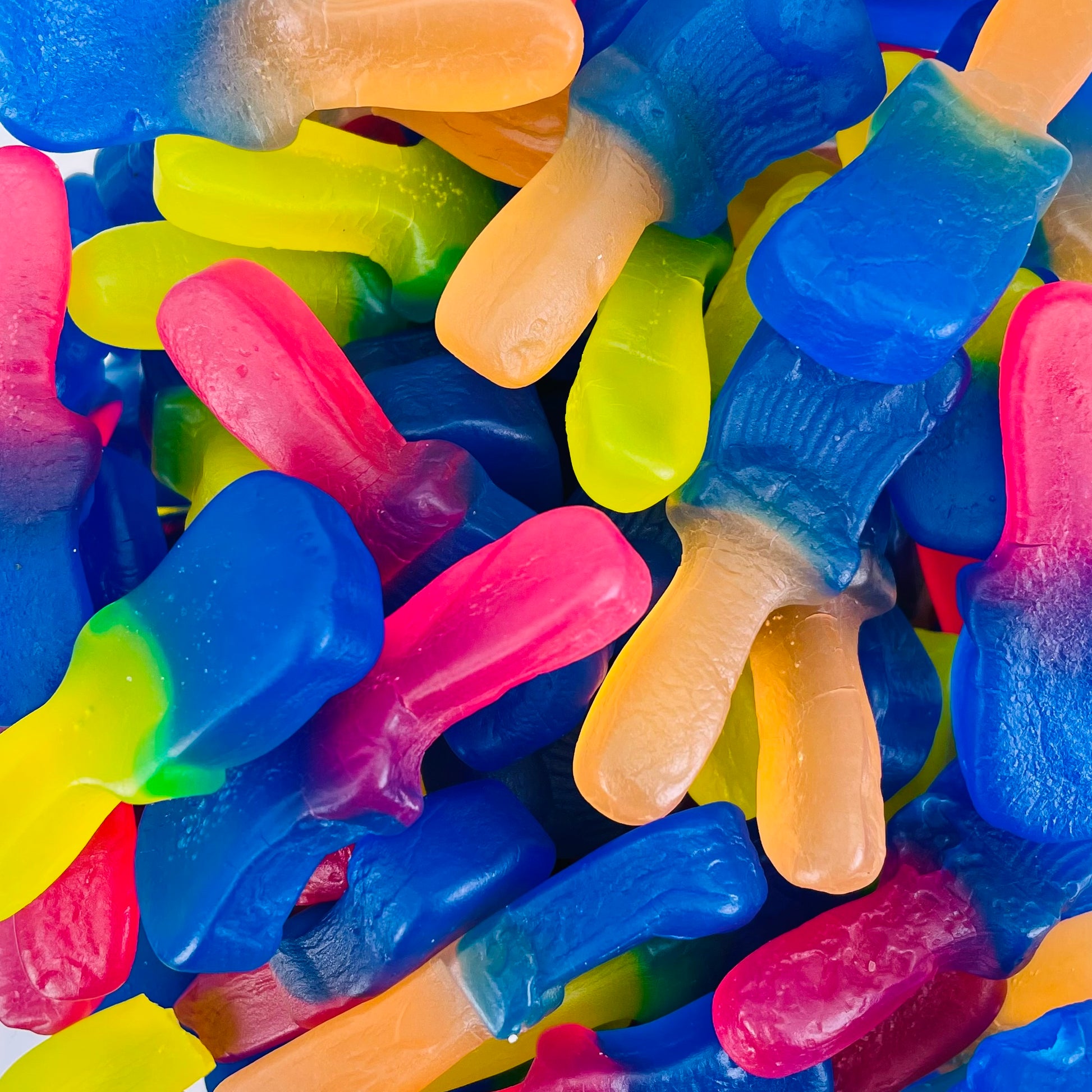 Blue tongue painter sweets in the shape of a paintbrush 